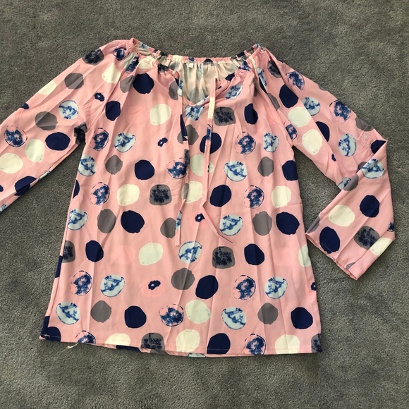 Spring Tie Collar Polka Dot Long Sleeve (Size XL) - Picture 3 of 6